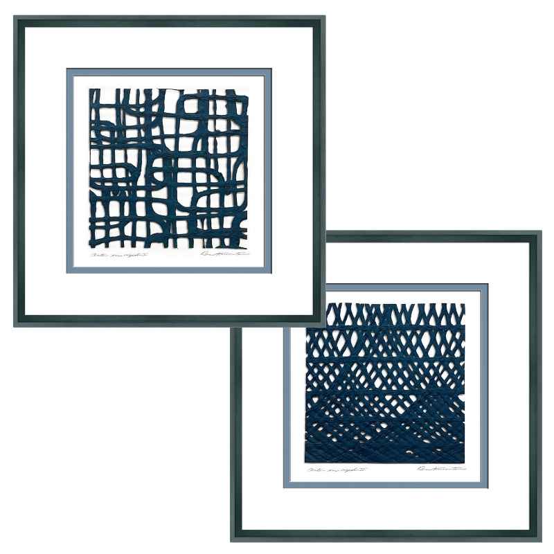 Framed Abstract Paper Wall Art - Mulberry Arte En Azul Set of 2